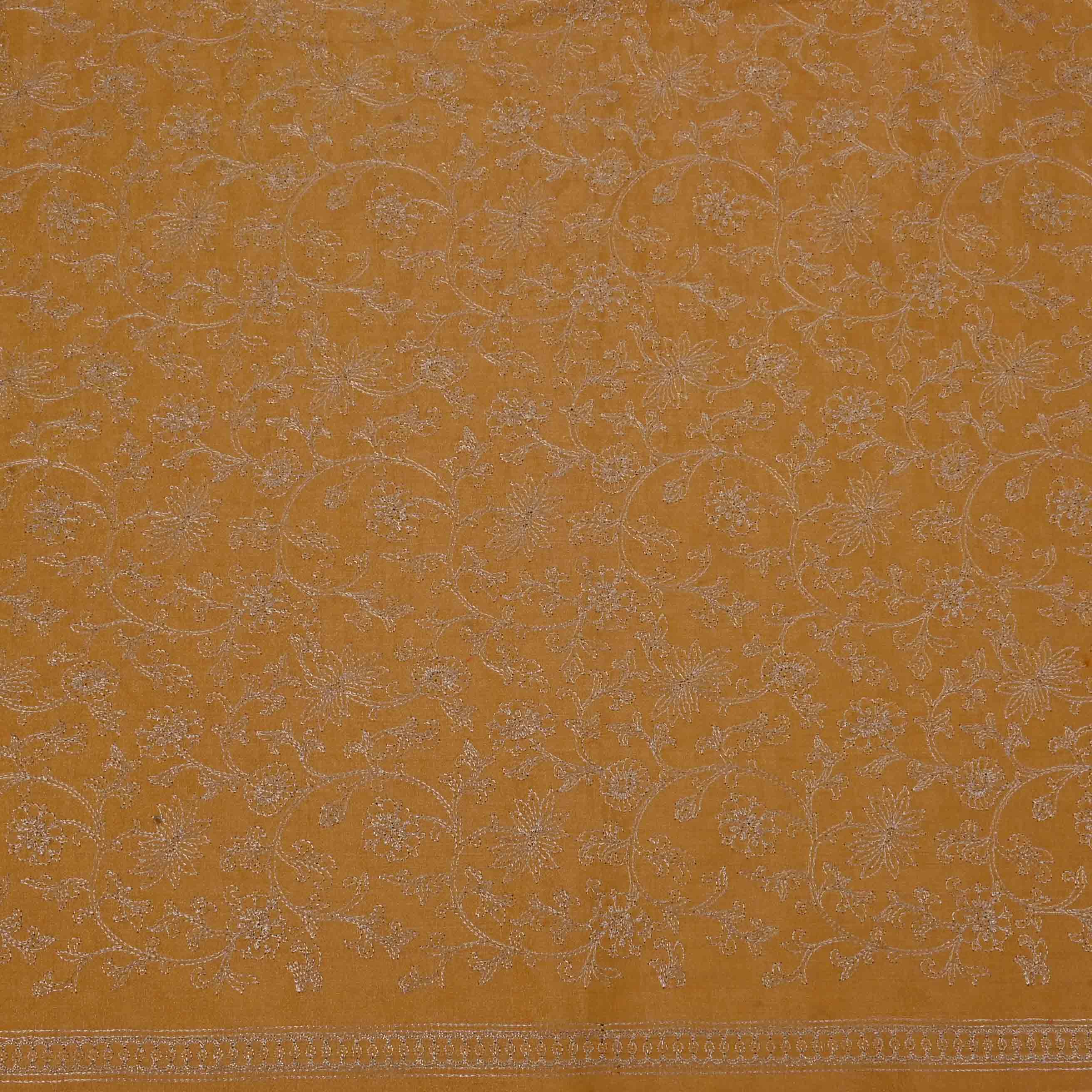 Vibrant Yellowmustard Zari Embroidery Tissue Fabric