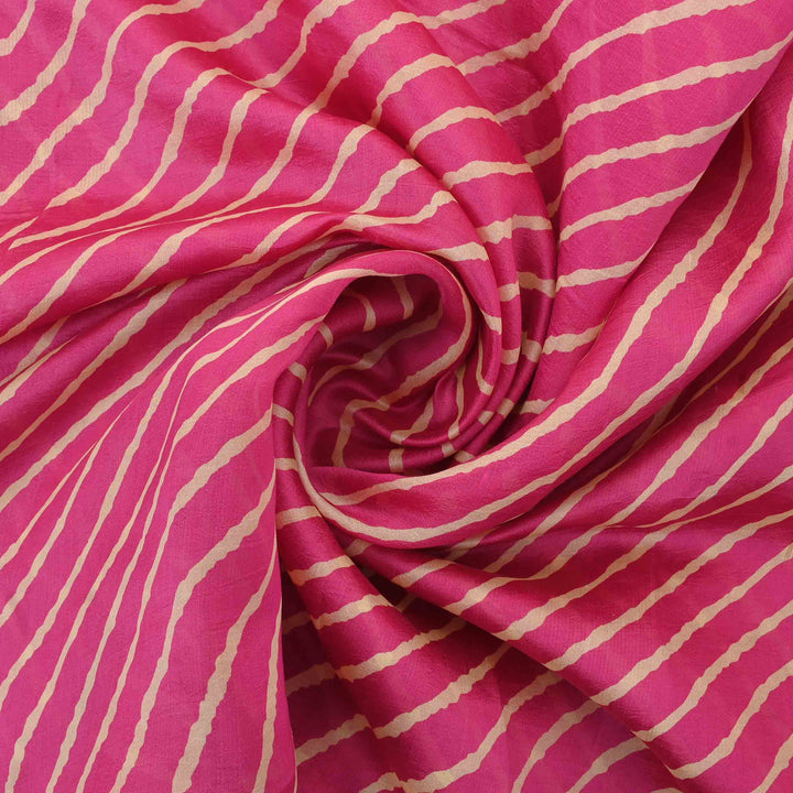 Pink Geometrical Printed Silk Fabric