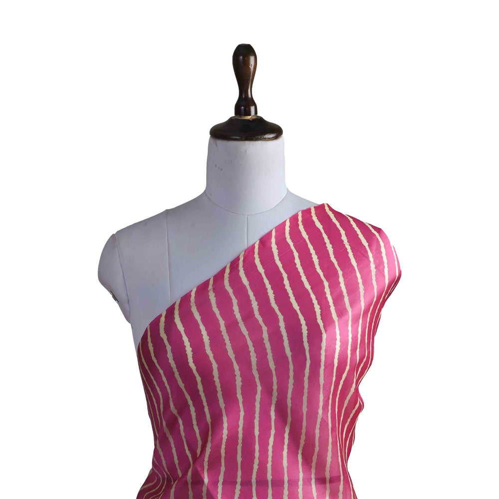 Pink Geometrical Printed Silk Fabric