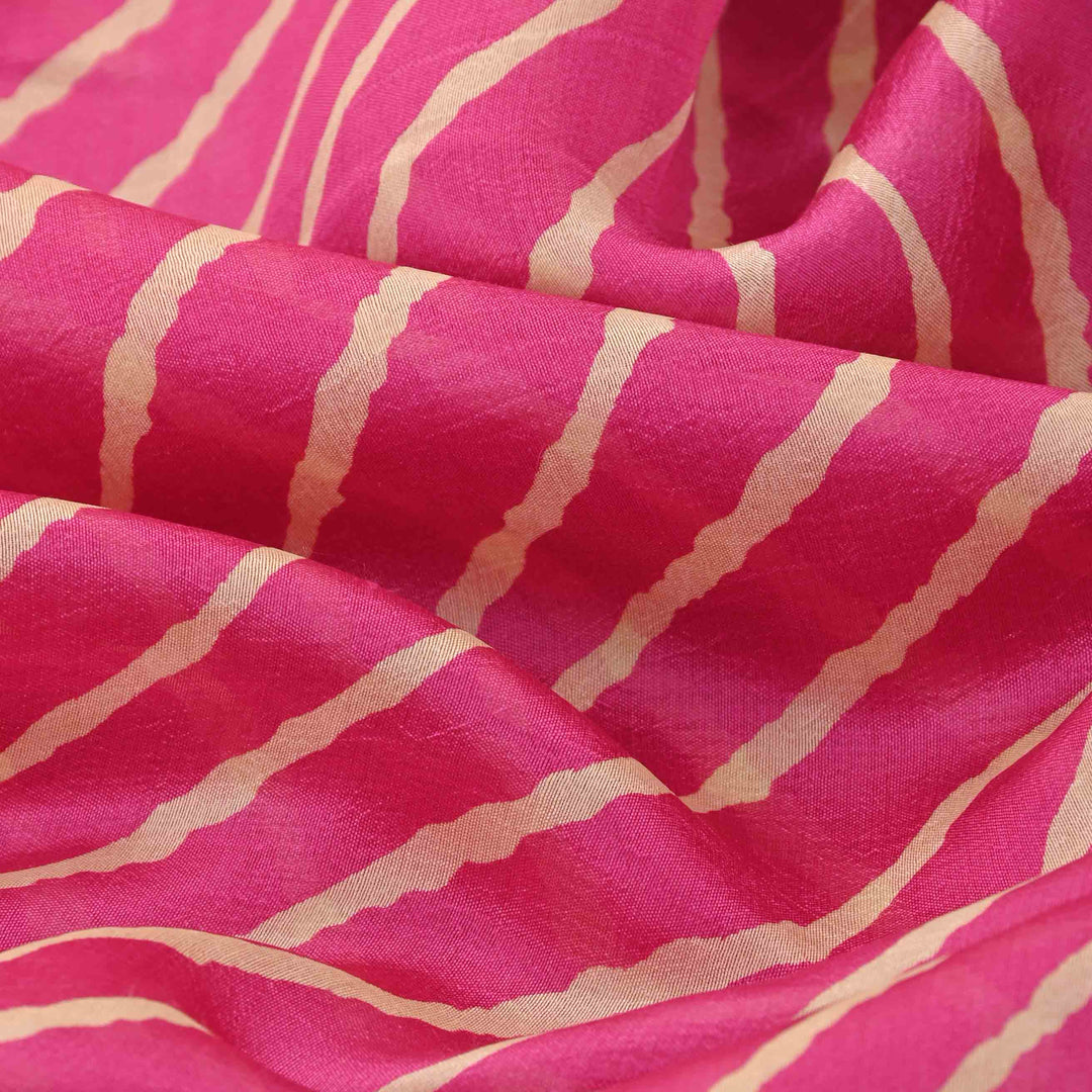 Pink Geometrical Printed Silk Fabric