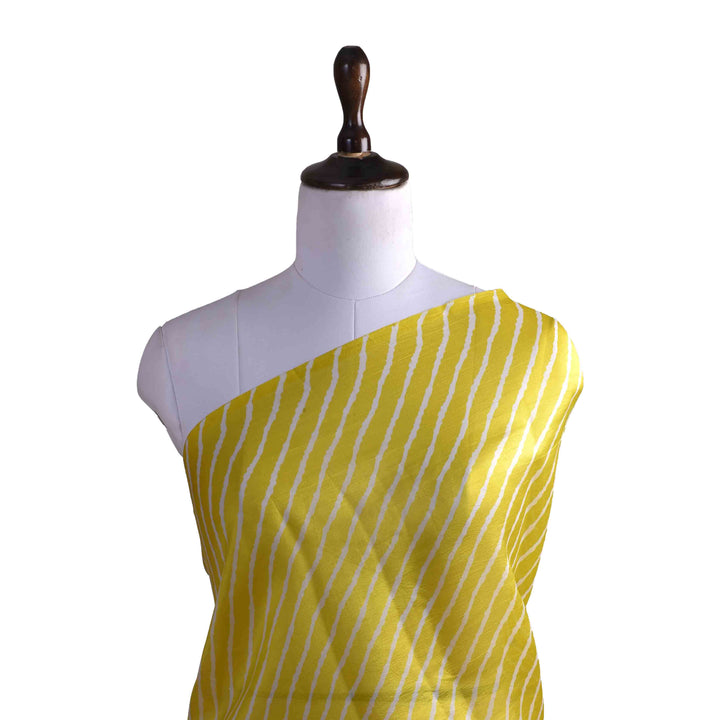 Yellow Mustard Geometrical Printed Silk Fabric
