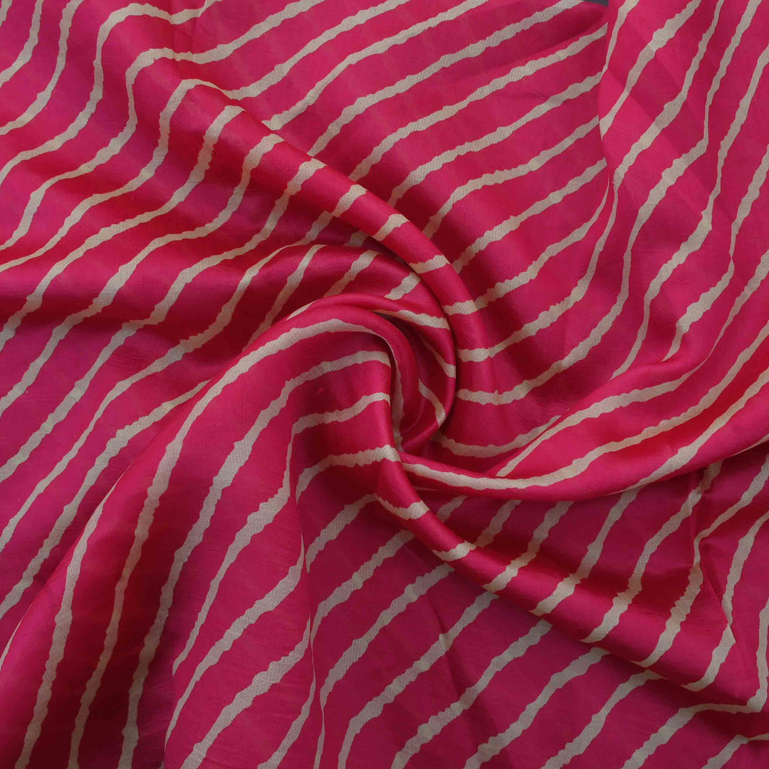 Pink Geometric Printed Silk Fabric
