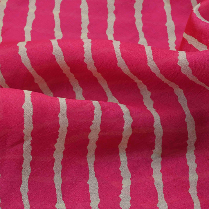 Pink Geometric Printed Silk Fabric