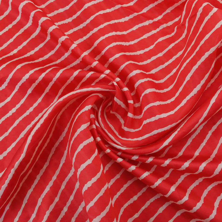 Red Geometrical Printed Silk Fabric