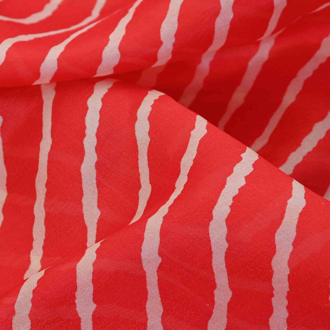 Red Geometrical Printed Silk Fabric