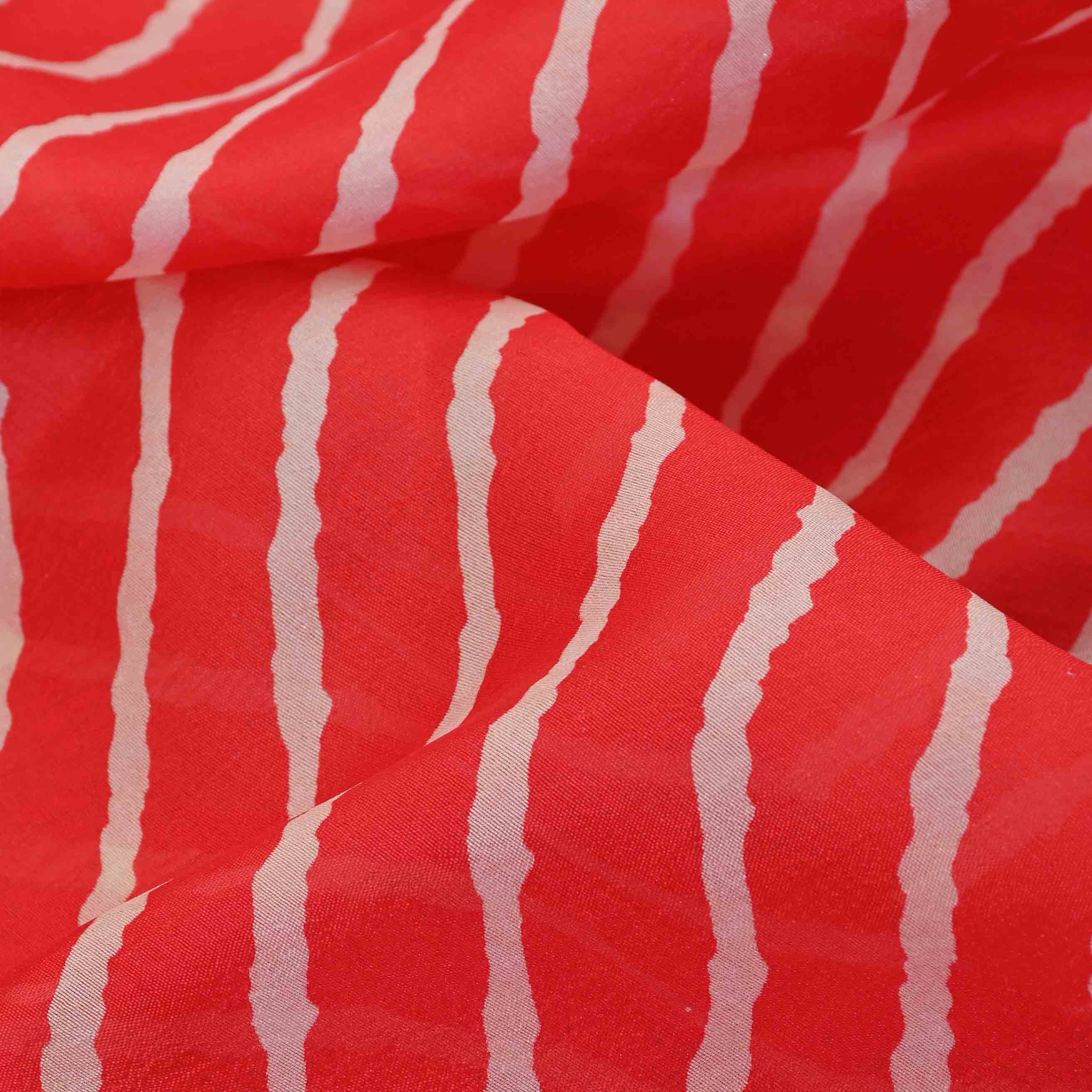 Red Geometrical Printed Silk Fabric