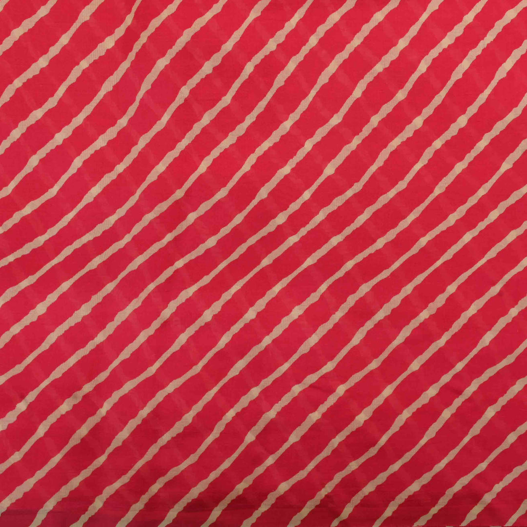 Red Printed Silk With Geometrical Patterns Fabric