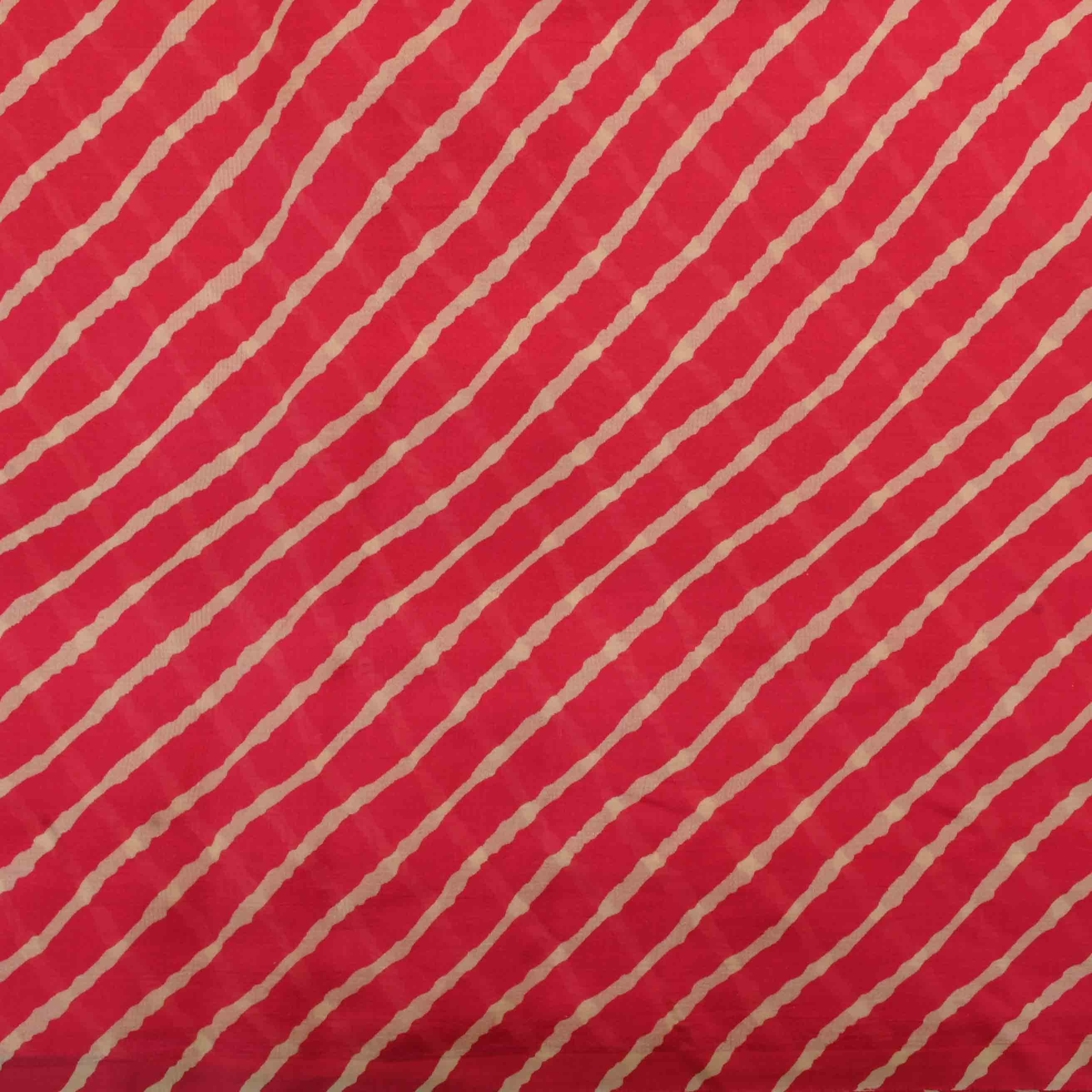 Red Printed Silk With Geometrical Patterns Fabric