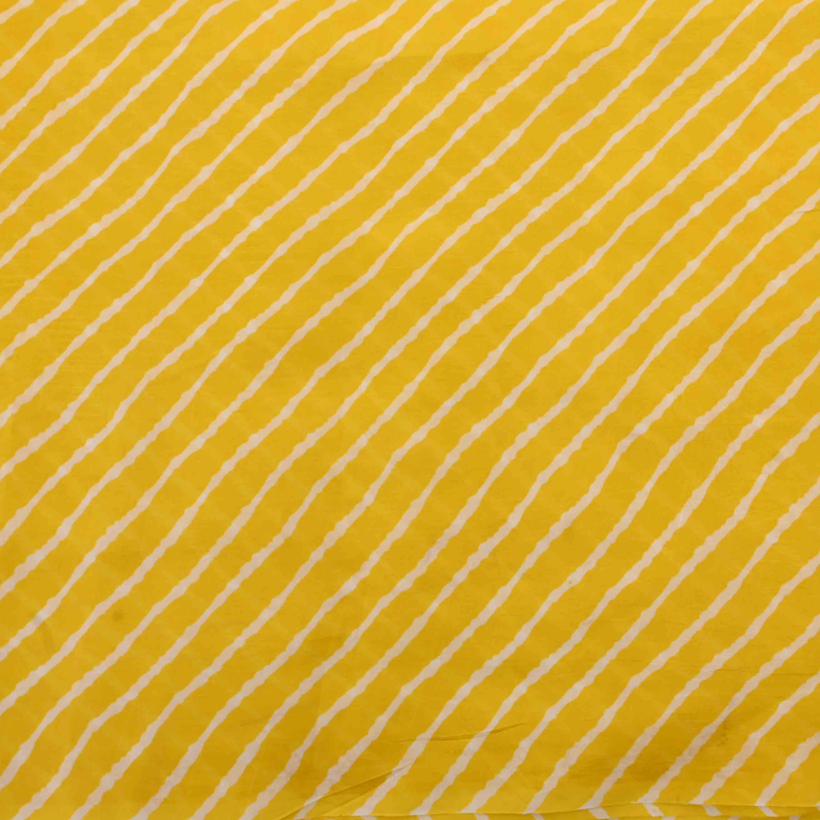 Yellow Mustard Geometrical Printed Silk Fabric