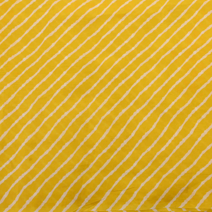 Yellow Mustard Geometrical Printed Silk Fabric