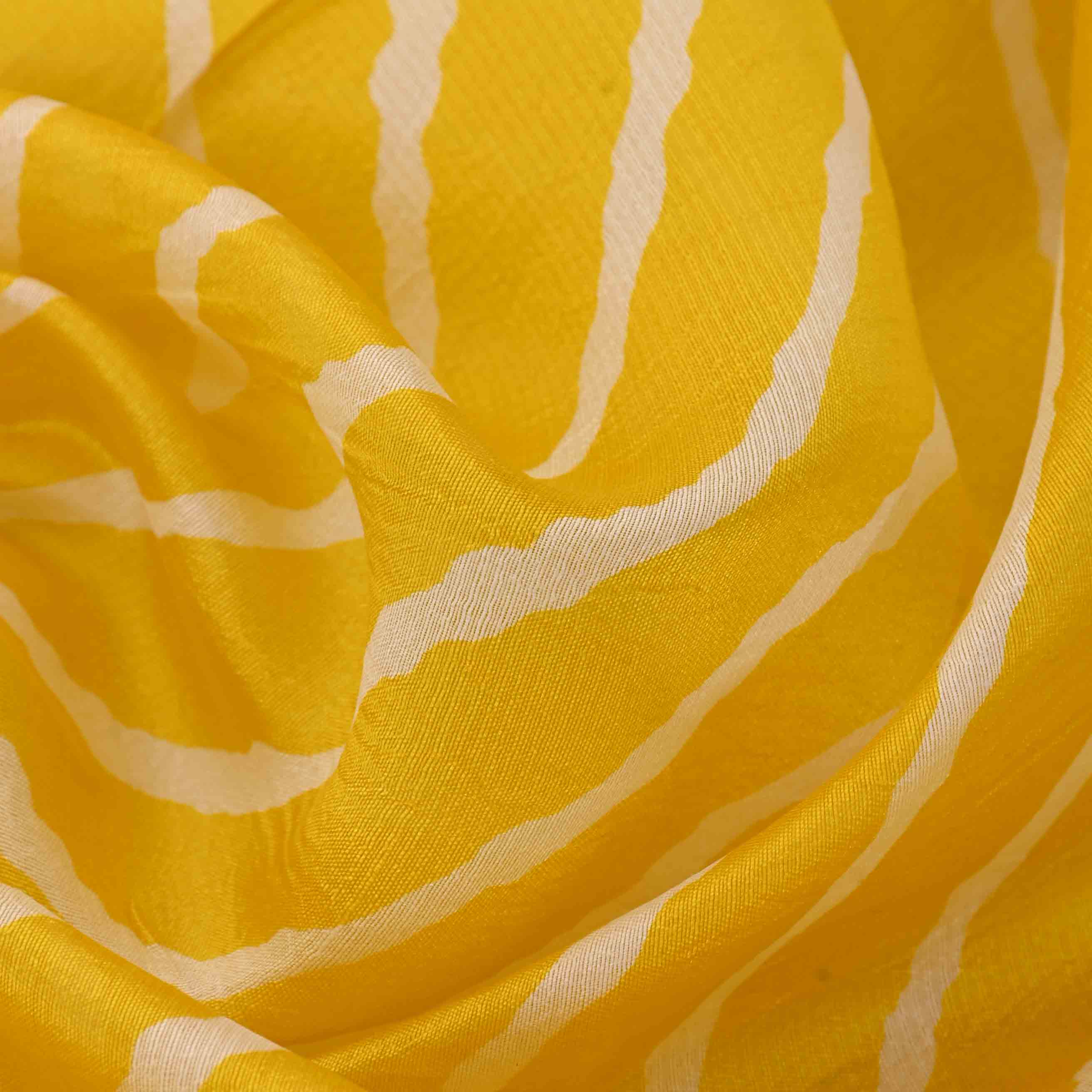 Yellow Mustard Geometrical Printed Silk Fabric