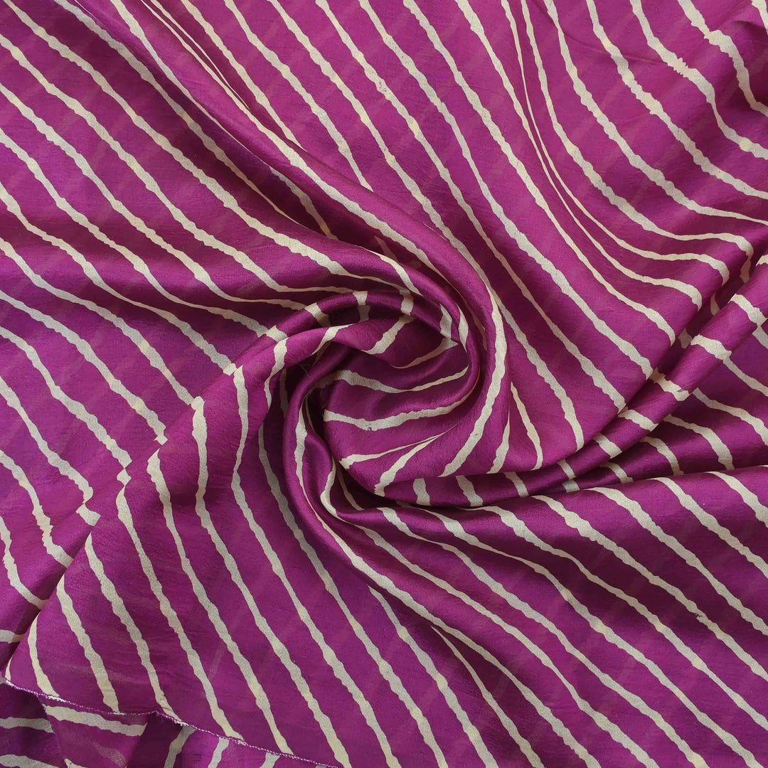 Purple Violet Geometrical Printed Silk Fabric