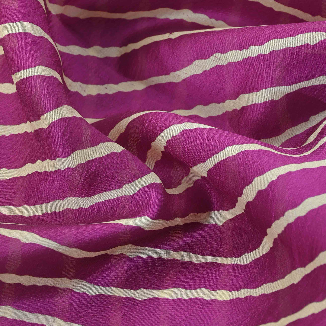 Purple Violet Geometrical Printed Silk Fabric