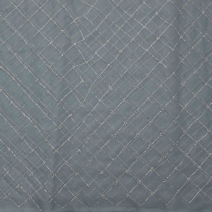 Grey Embroidered Organza Fabric