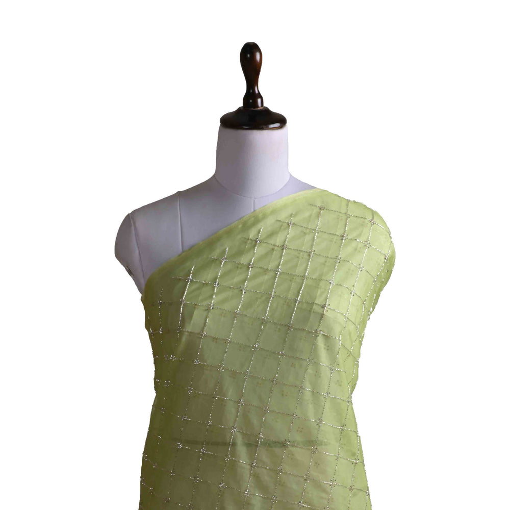 Green Embroidery Organza Fabric