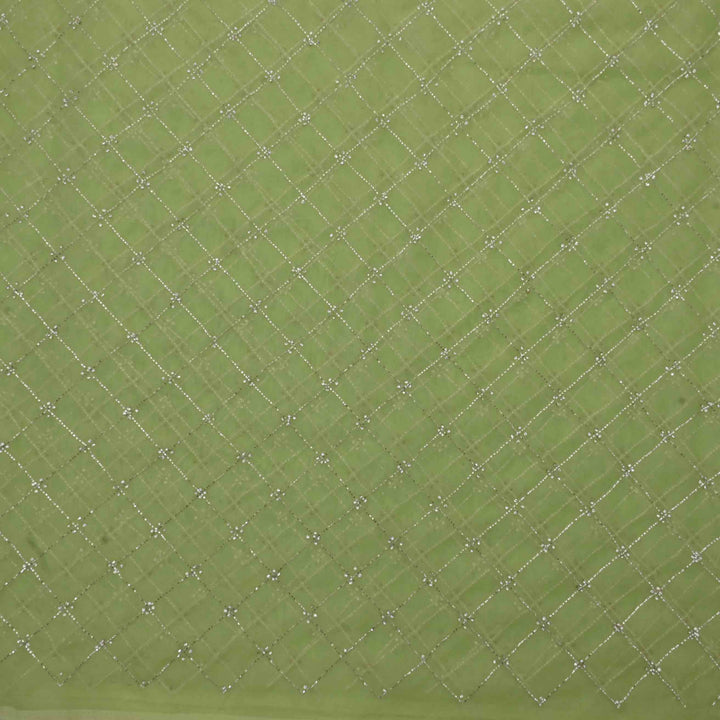 Green Embroidery Organza Fabric