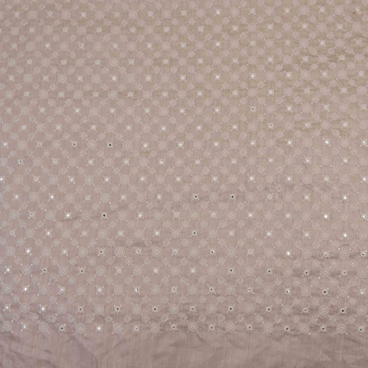 Antique White Tussar Embroidered Fabric