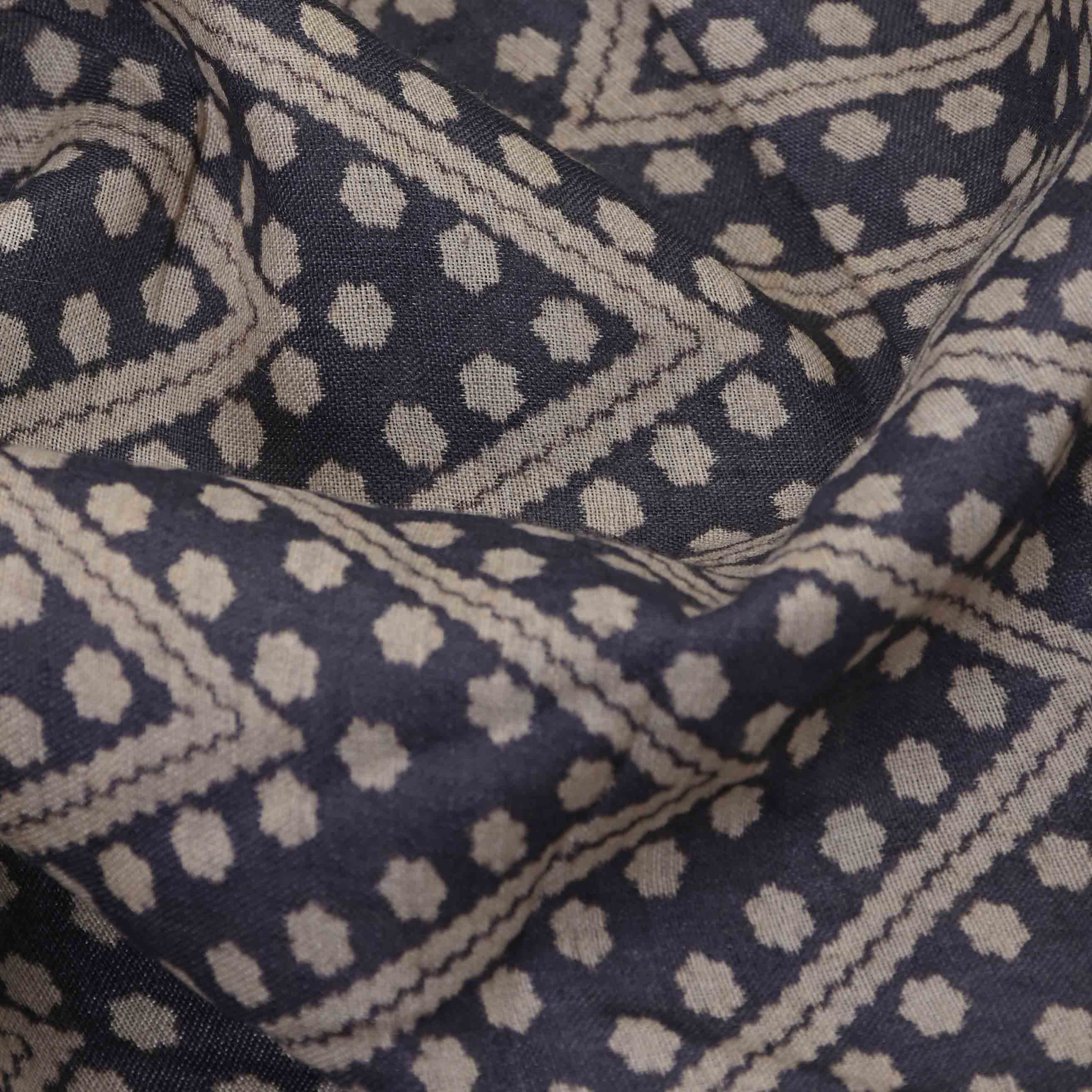 Soft Grey Printed Tussar Fabric