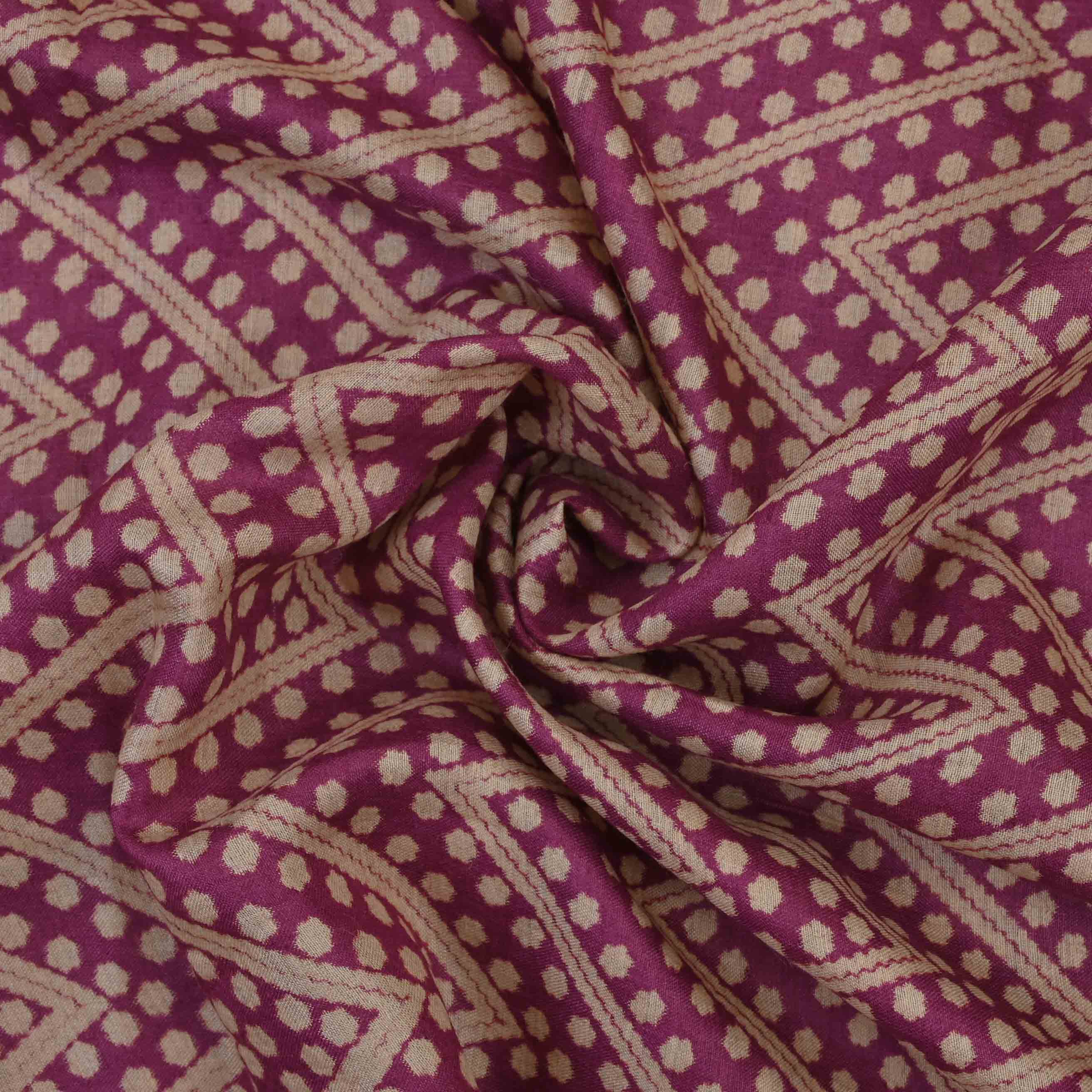 Rouge Pink Printed Tussar Fabric