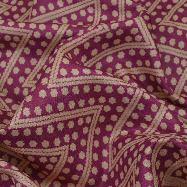 Rouge Pink Printed Tussar Fabric
