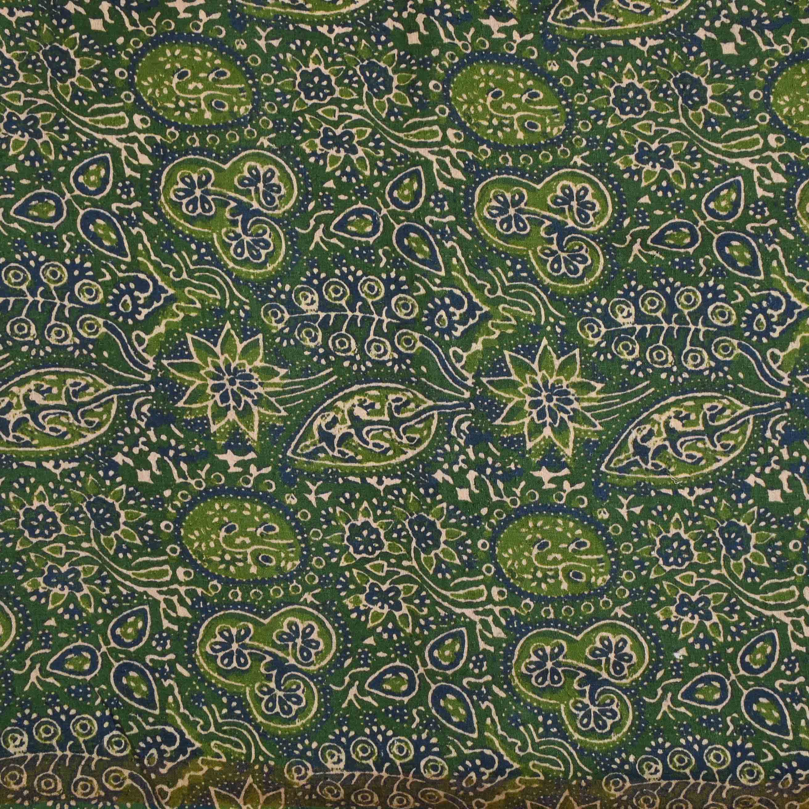 Fern Green Printed Matka Fabric