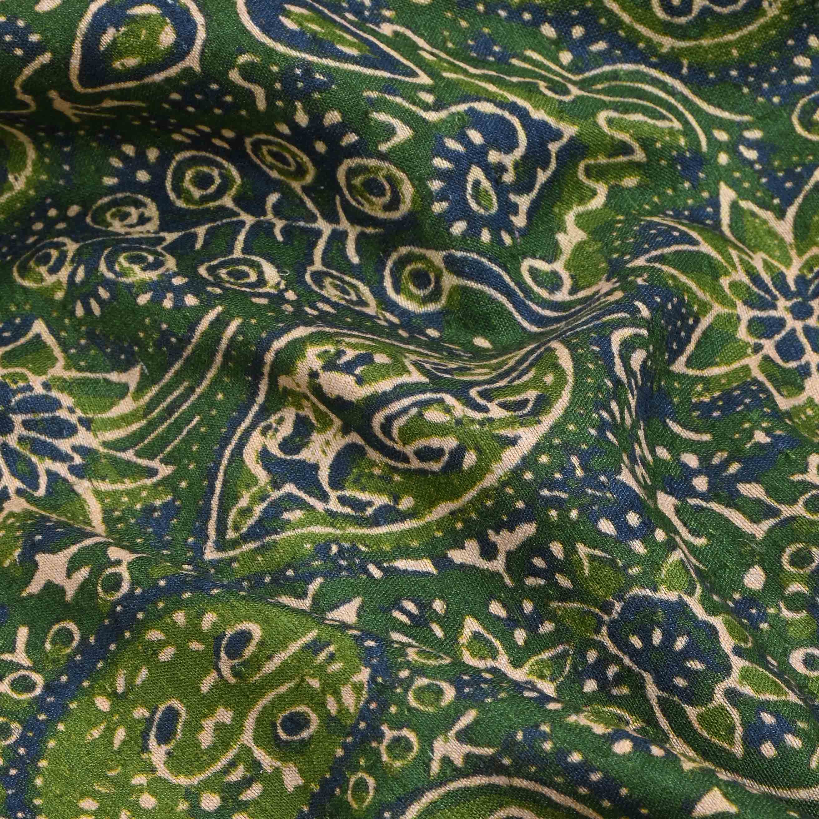 Fern Green Printed Matka Fabric