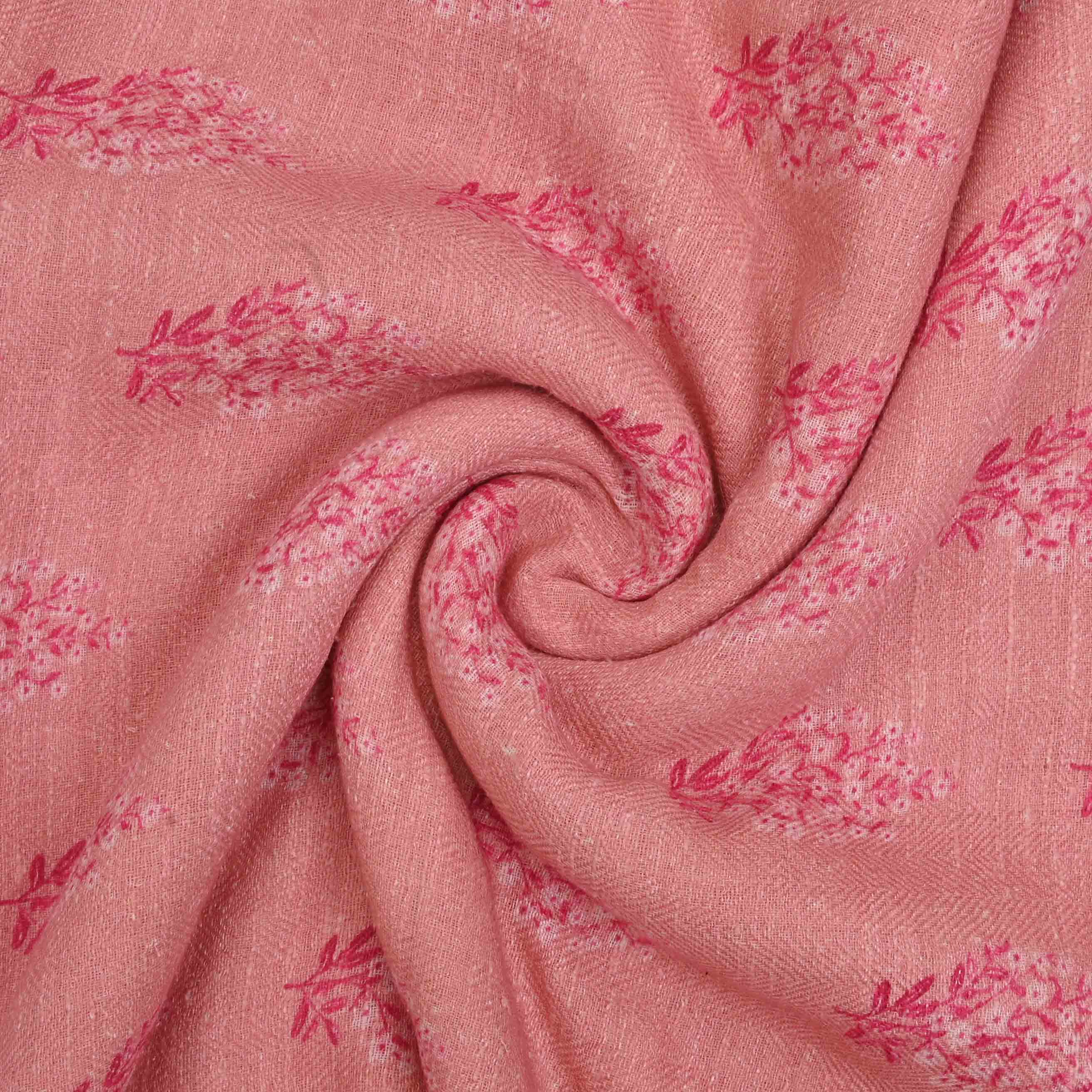 Baby Pink Printed Matka Fabric