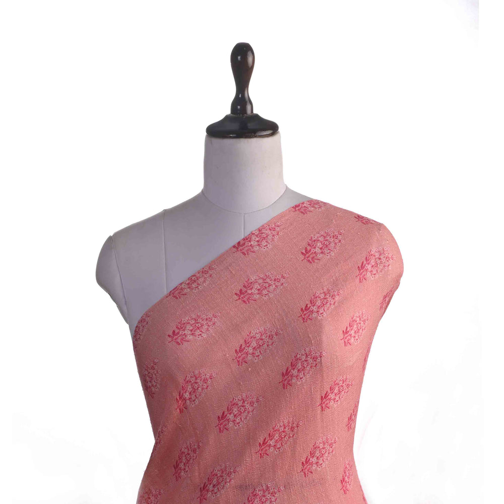 Baby Pink Printed Matka Fabric