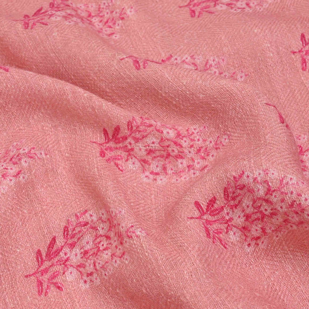 Baby Pink Printed Matka Fabric