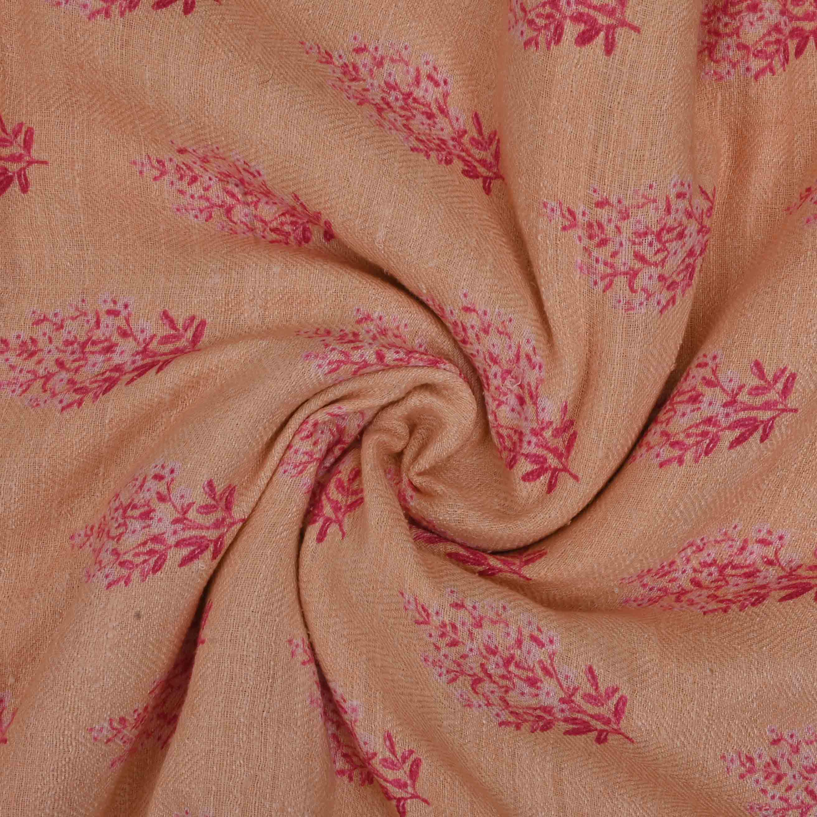 Bright Peach Printed Matka Fabric