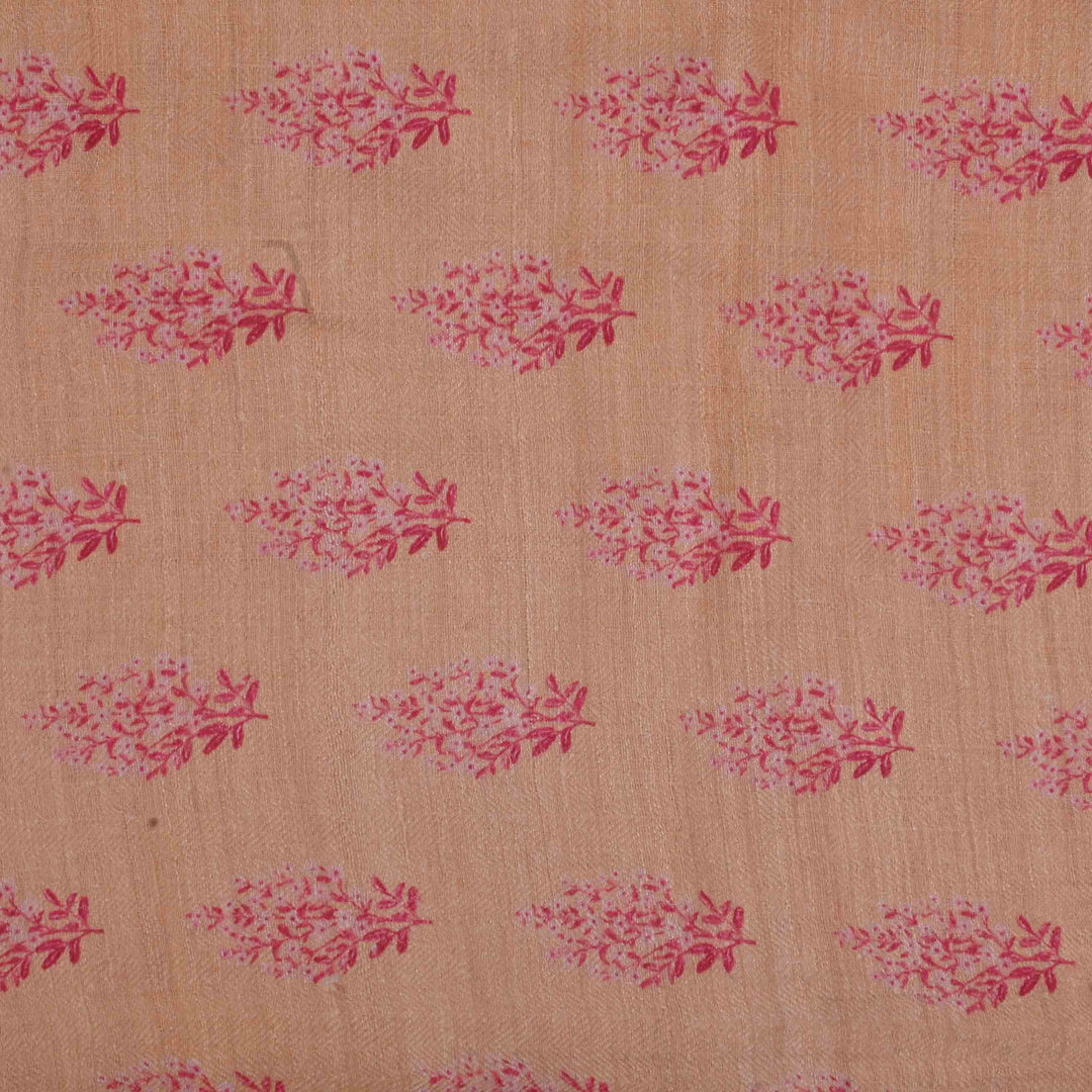 Bright Peach Printed Matka Fabric