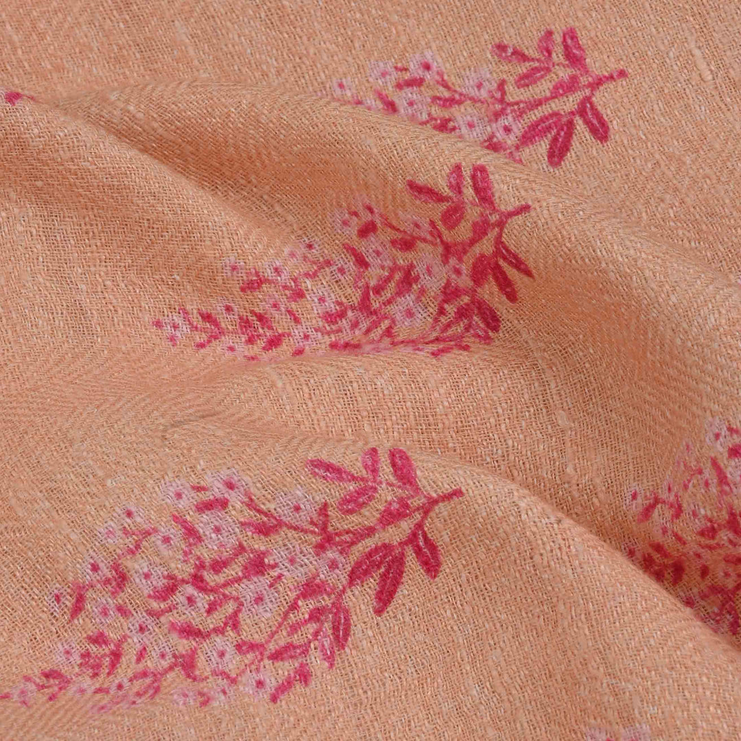 Bright Peach Printed Matka Fabric