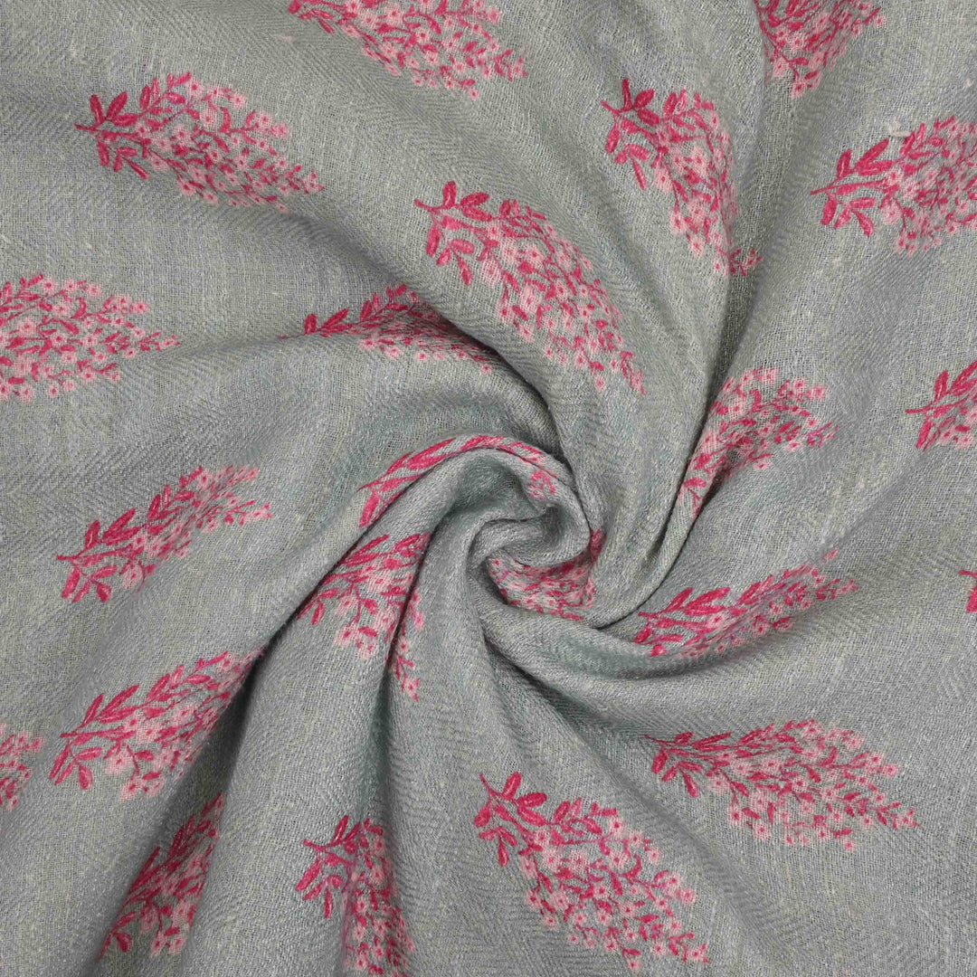 Dull Grey Printed Matka Fabric