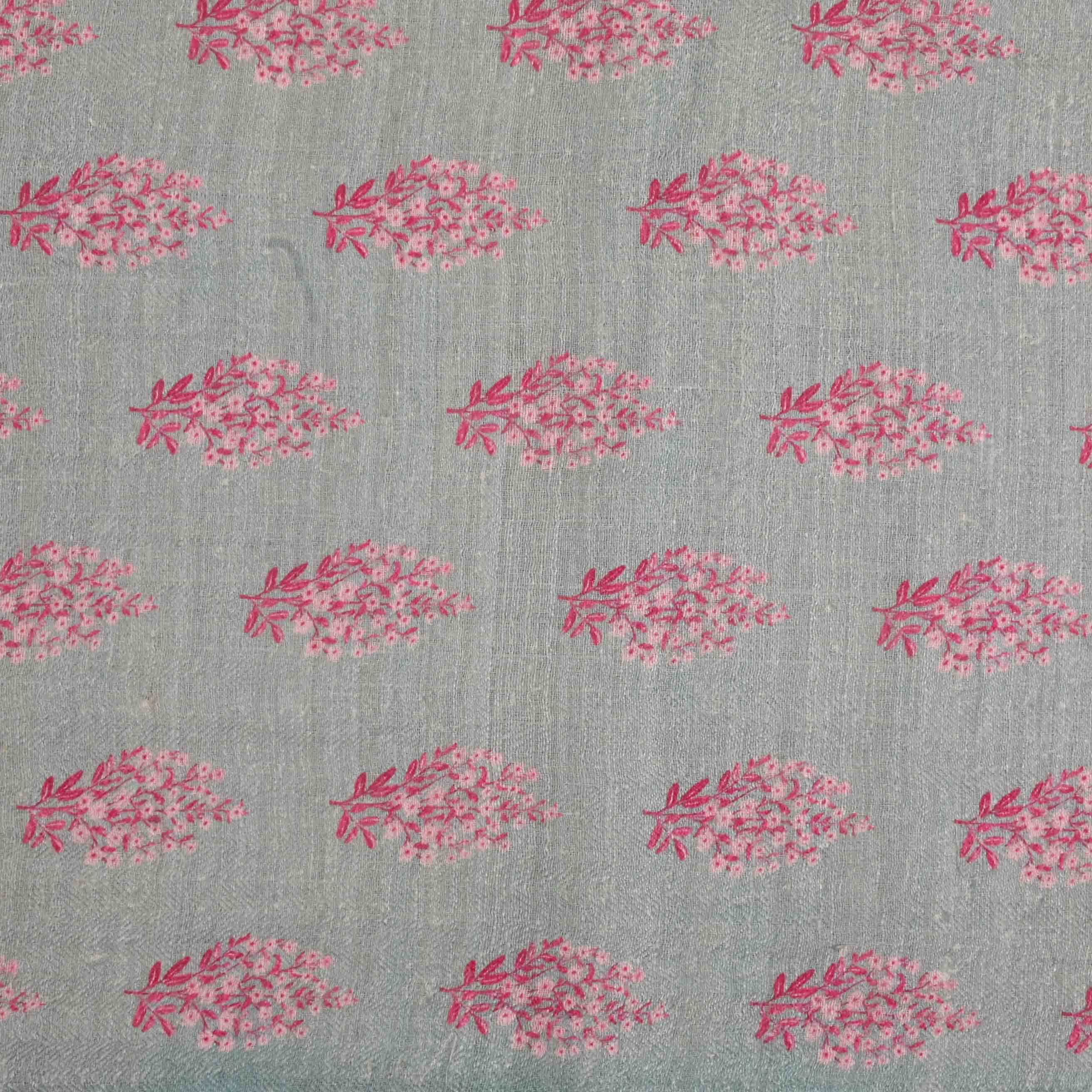 Dull Grey Printed Matka Fabric