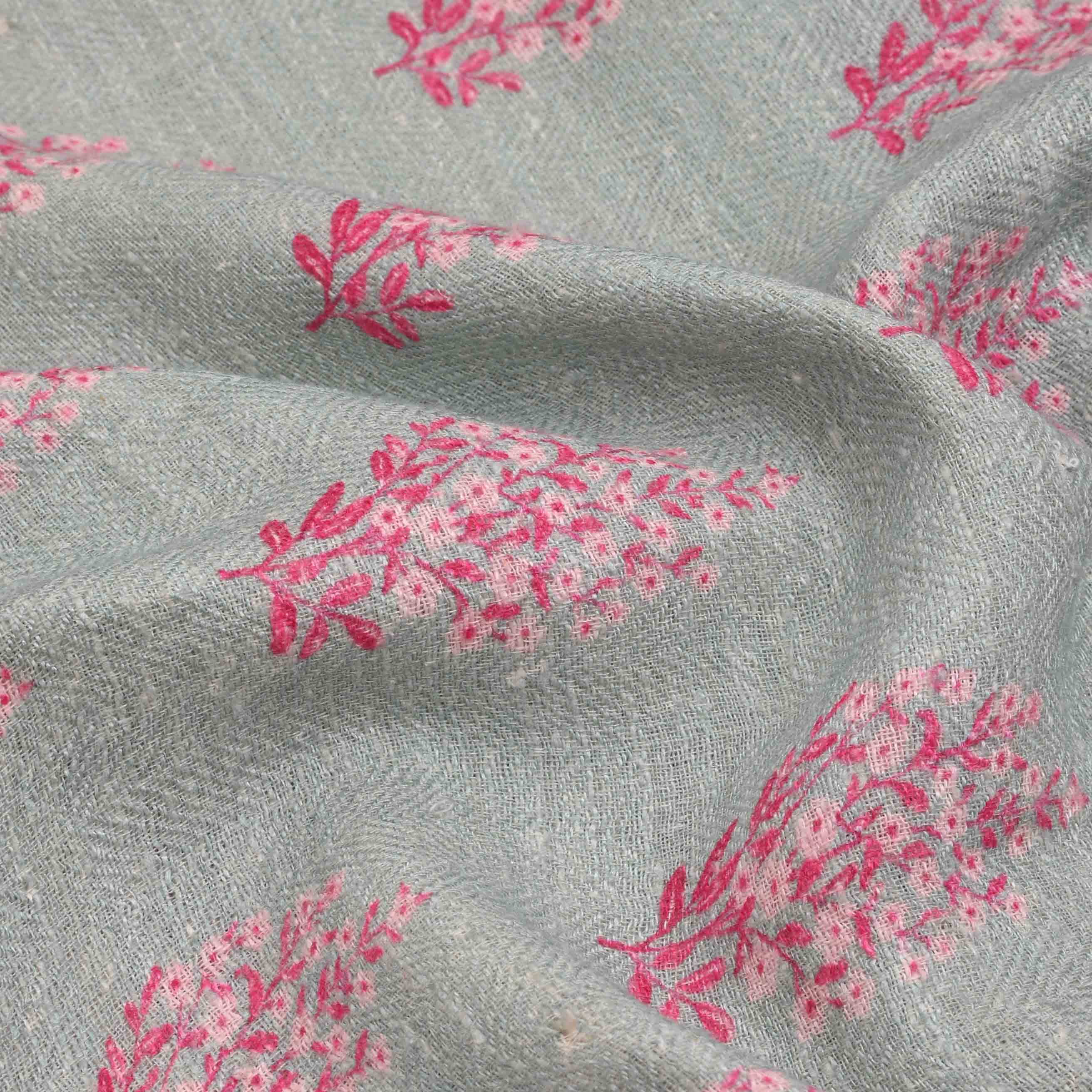 Dull Grey Printed Matka Fabric