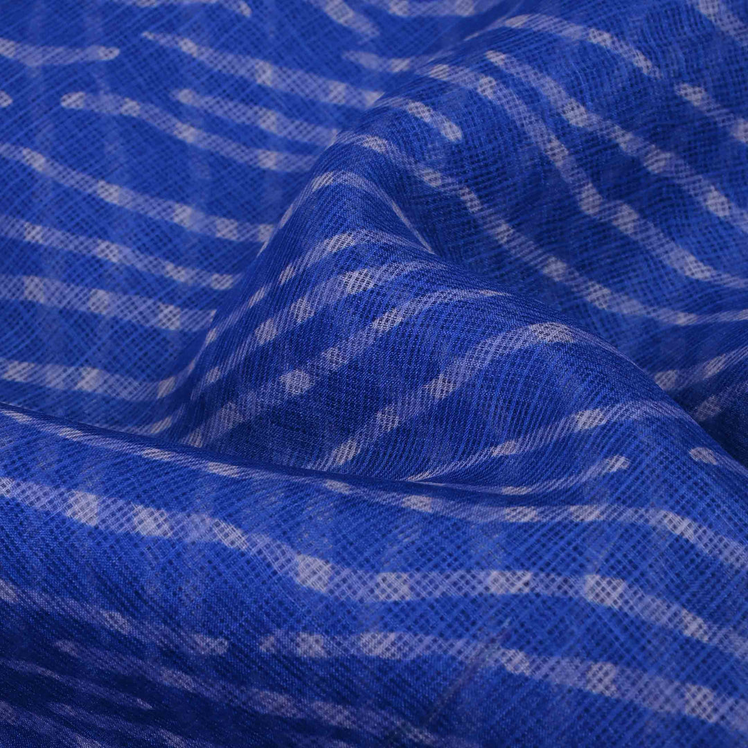 Egyptian Blue Printed Kota Fabric