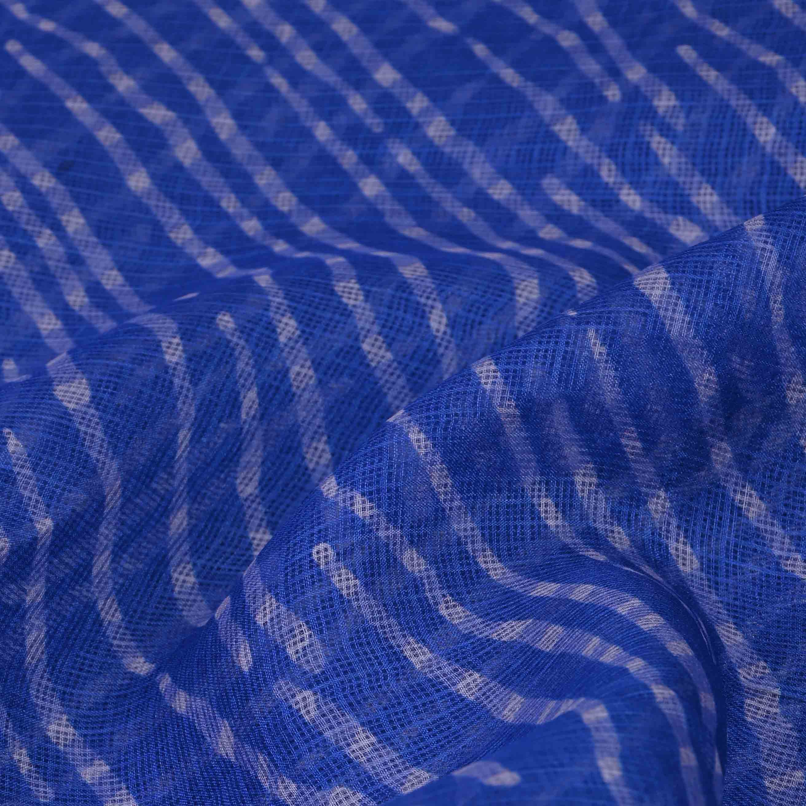 Byzantine Blue Printed Kota Fabric