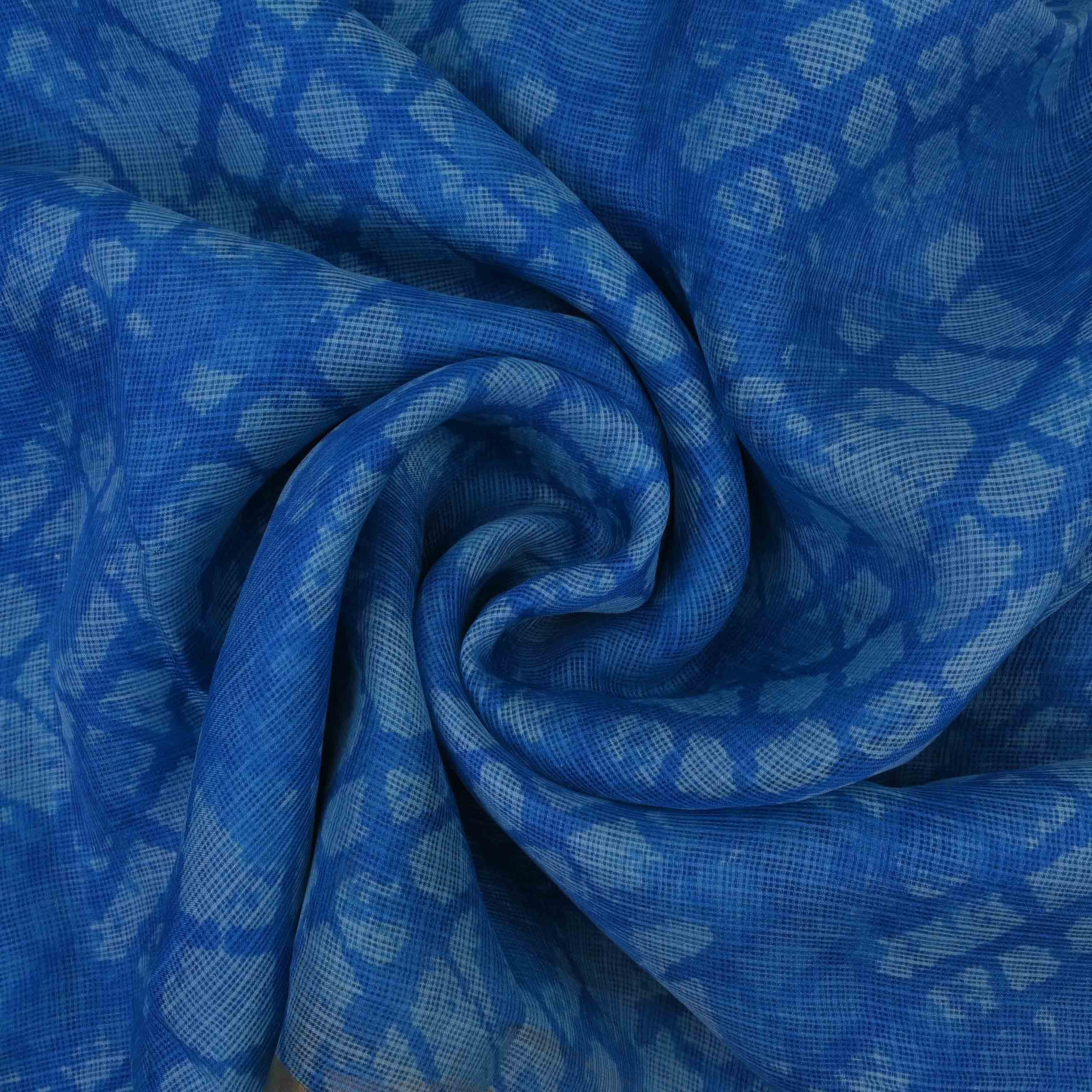 Sapphire Blue Printed Kota Fabric