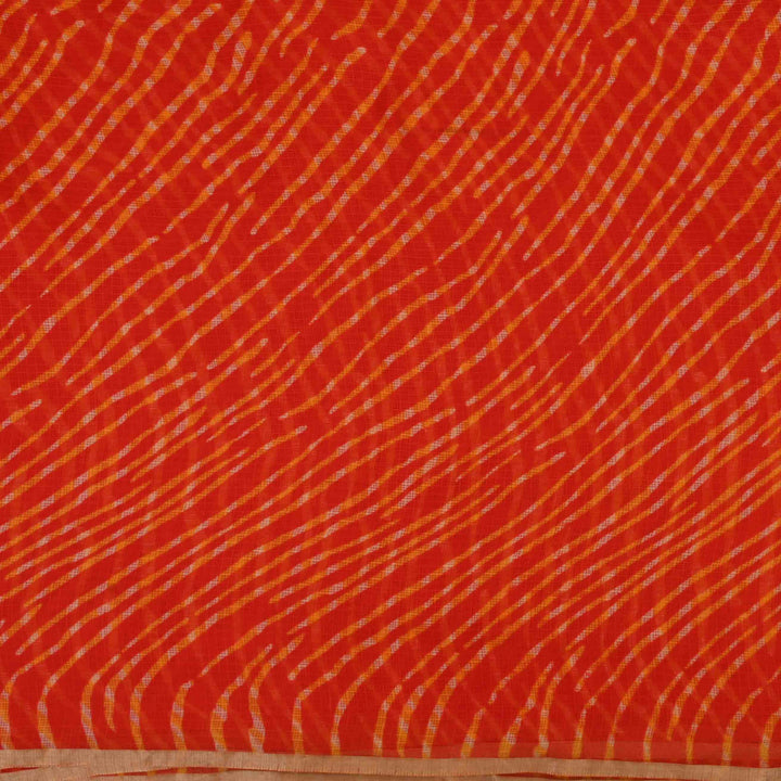 Vermillion Orange Printed Kota Fabric