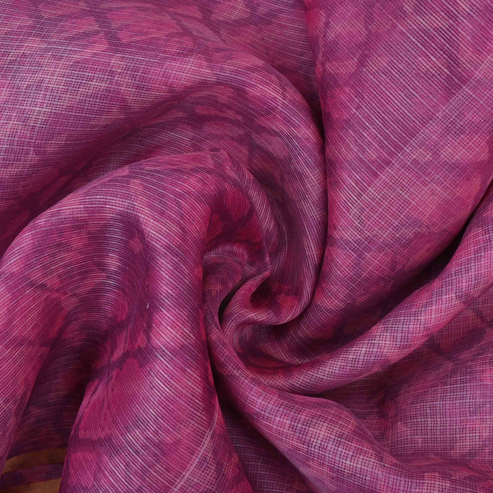 Mulberry Pink Printed Kota Fabric