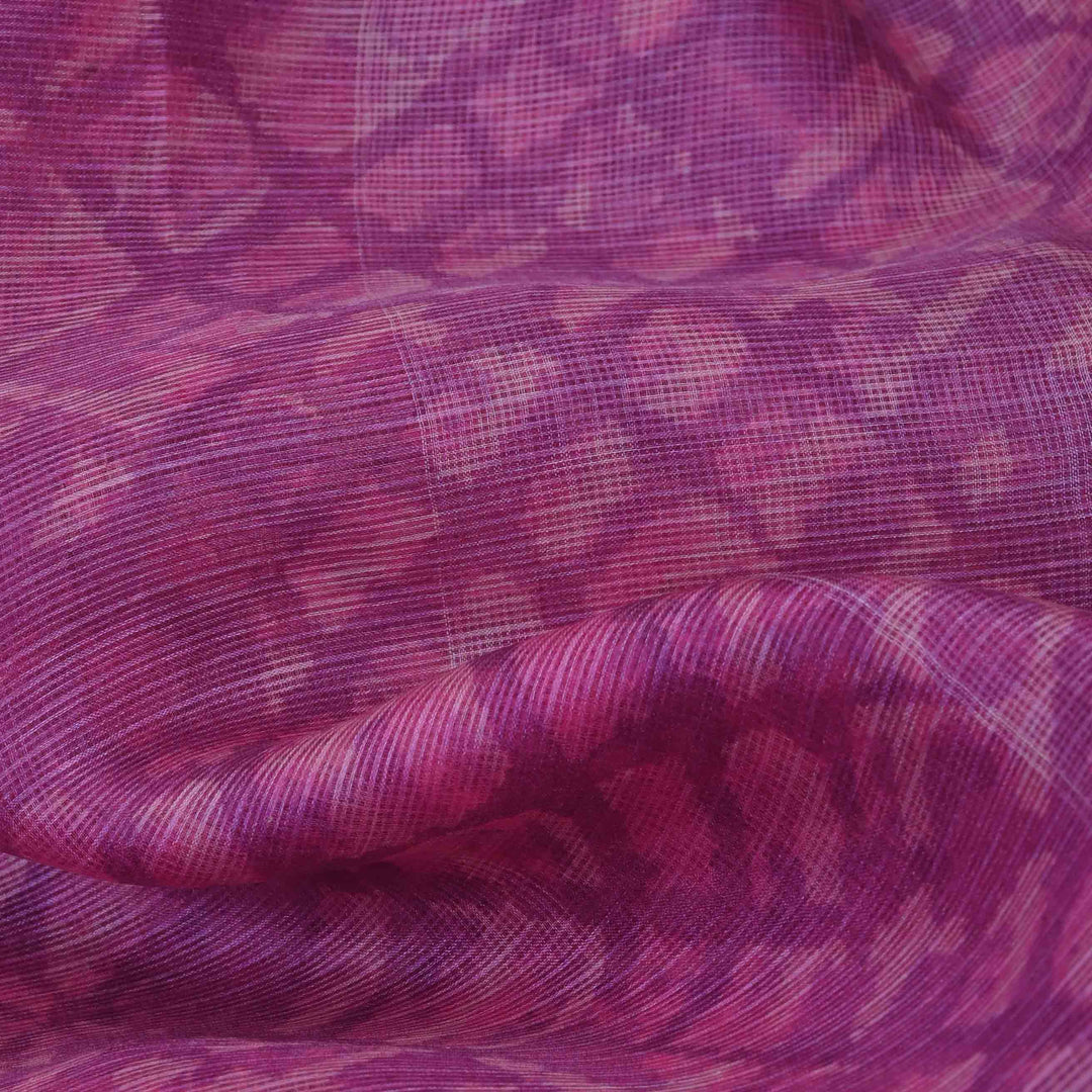 Mulberry Pink Printed Kota Fabric