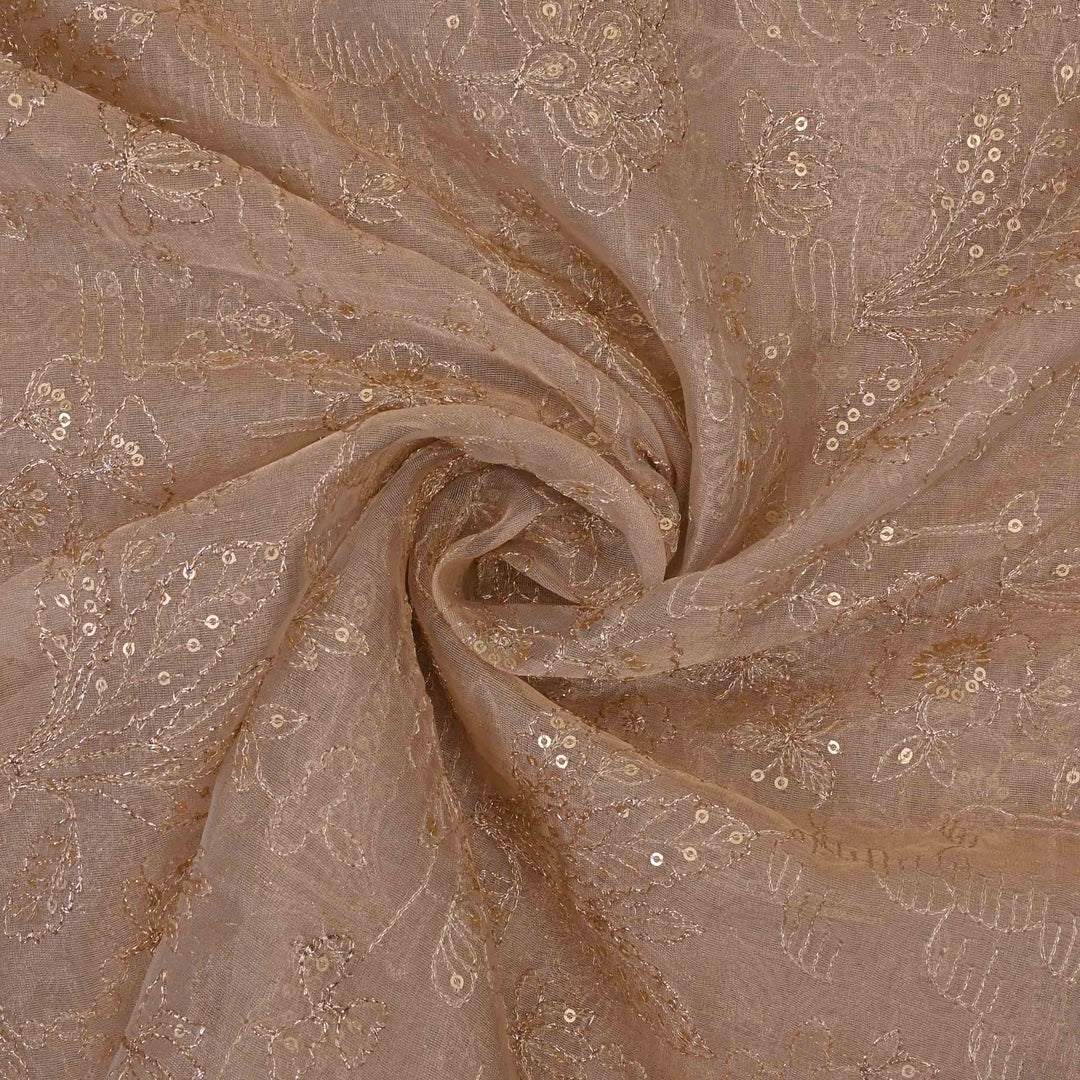 Ash Grey Brown Brown Tissue Embroidery Fabric