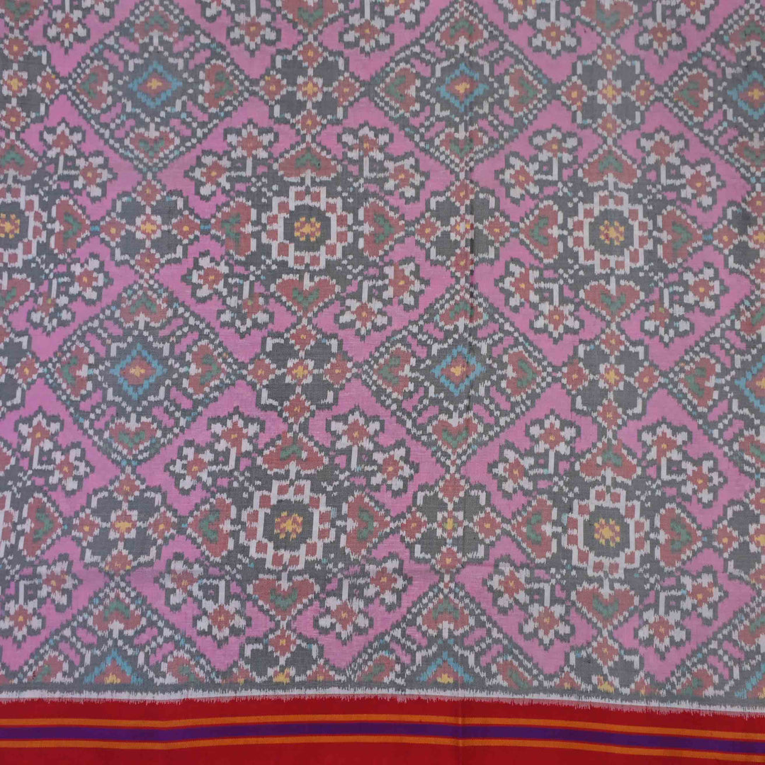 Plum Purple Printed Ikat Patola Fabric