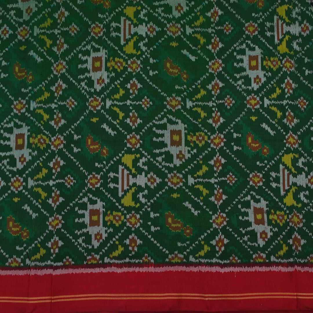 Hunter Green Printed Ikat Patola Fabric