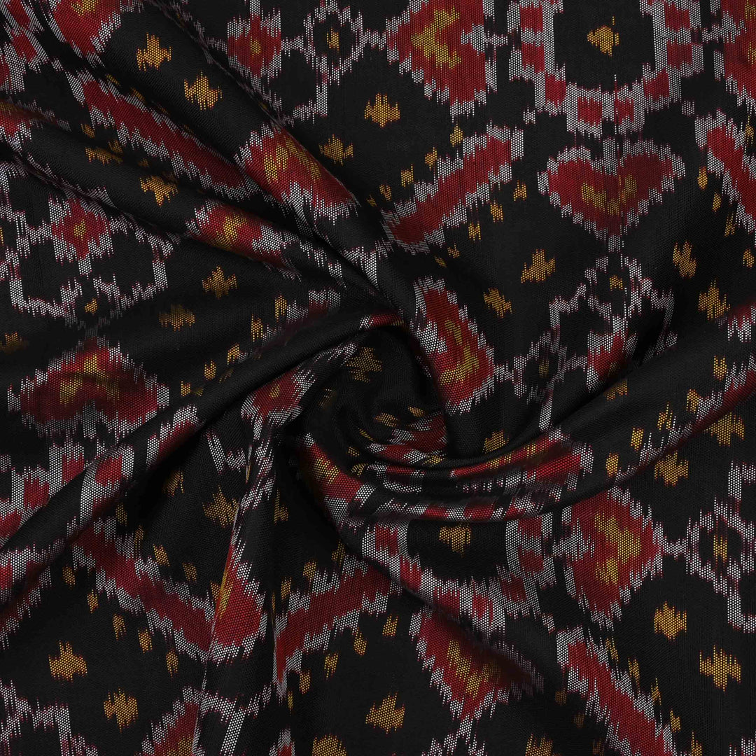 Retro Black Printed Ikat Patola Fabric