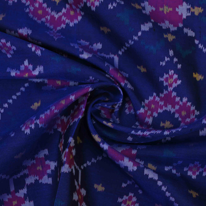 Midnight Blue Printed Ikat Patola Fabric