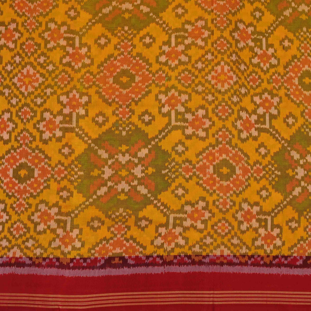 Colza Yellow Printed Ikat Patola Fabric