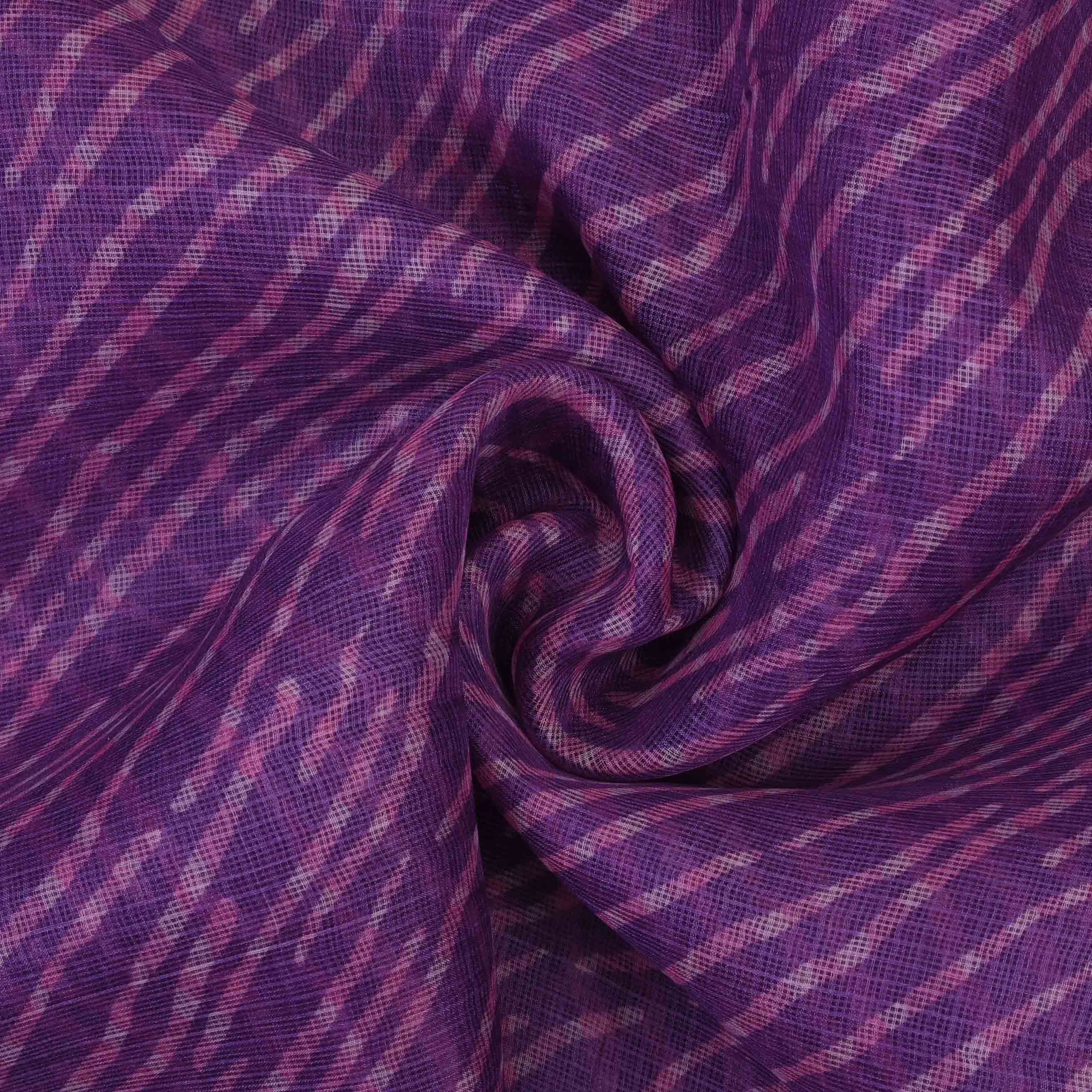 Eminence Purple Printed Kota Fabric