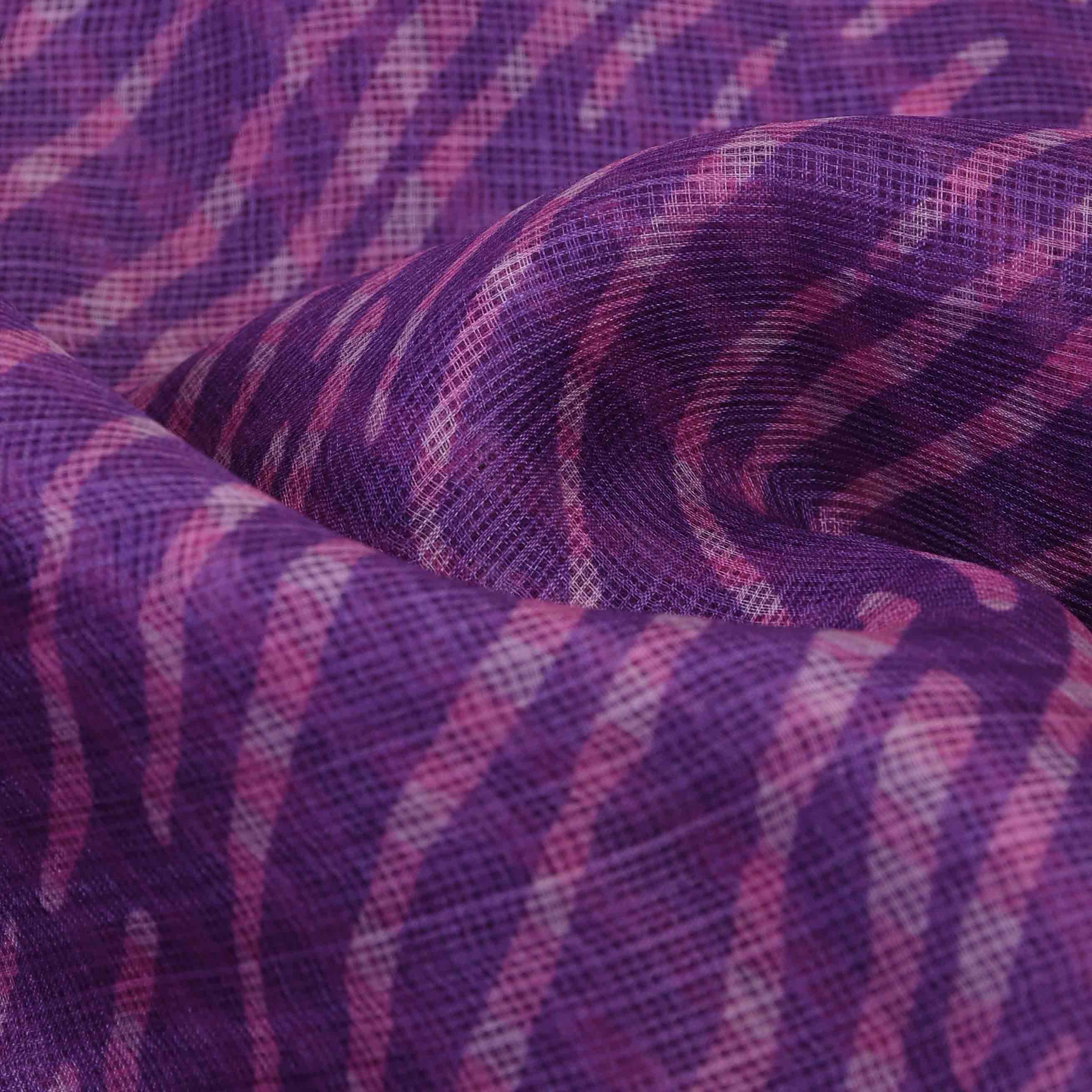 Eminence Purple Printed Kota Fabric