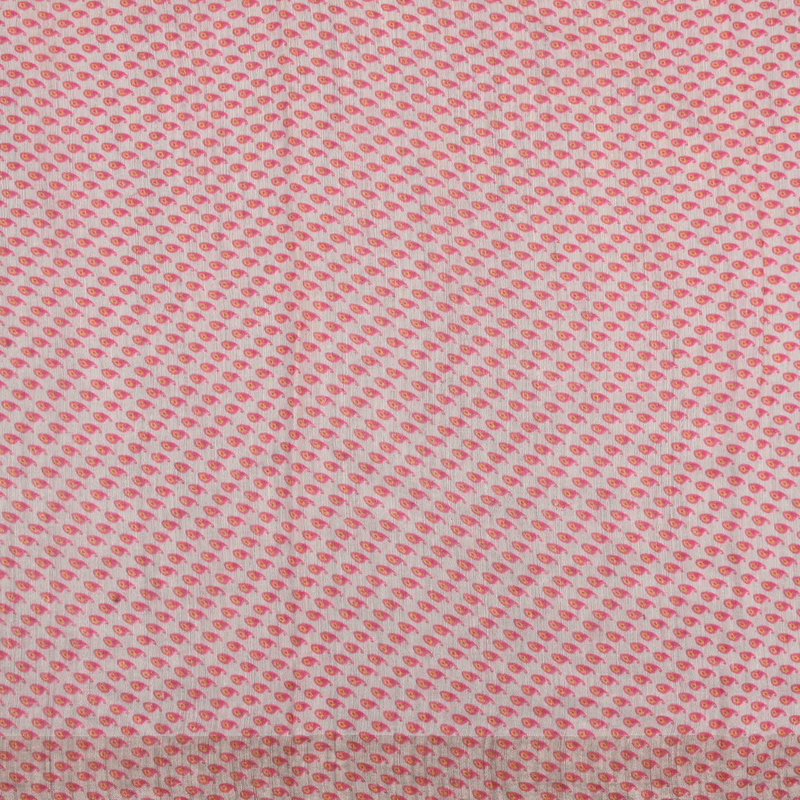 Pale Peach Printed Matka Fabric